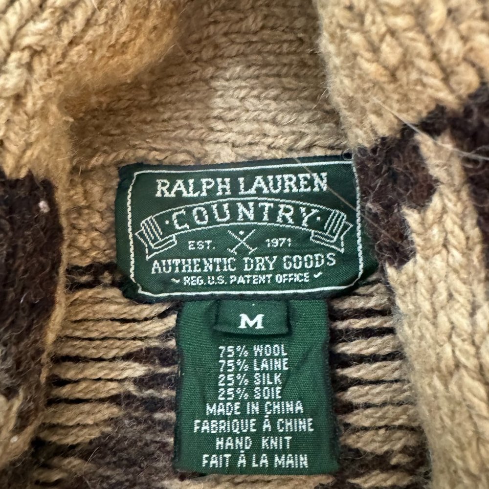 Vintage Ralph Lauren Country Shawl Cardigan Native Manji Pattern  RARE FIND - Picture 4 of 8
